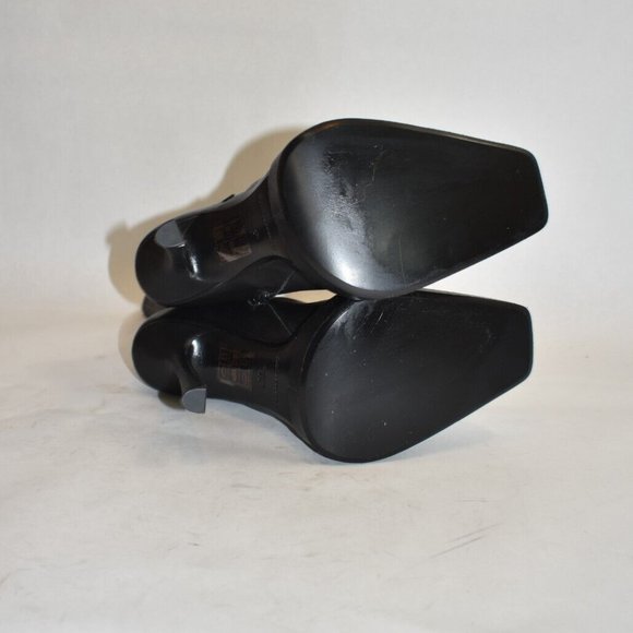 $1000 Alexander Wang Platform Bootie SOCK SQUARE HEEL LEATHER BLACK 37 (DA14) - Picture 8 of 10